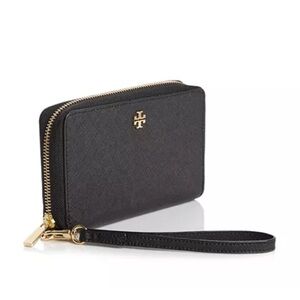 Tory Burch Black Wallet with Gold Accents